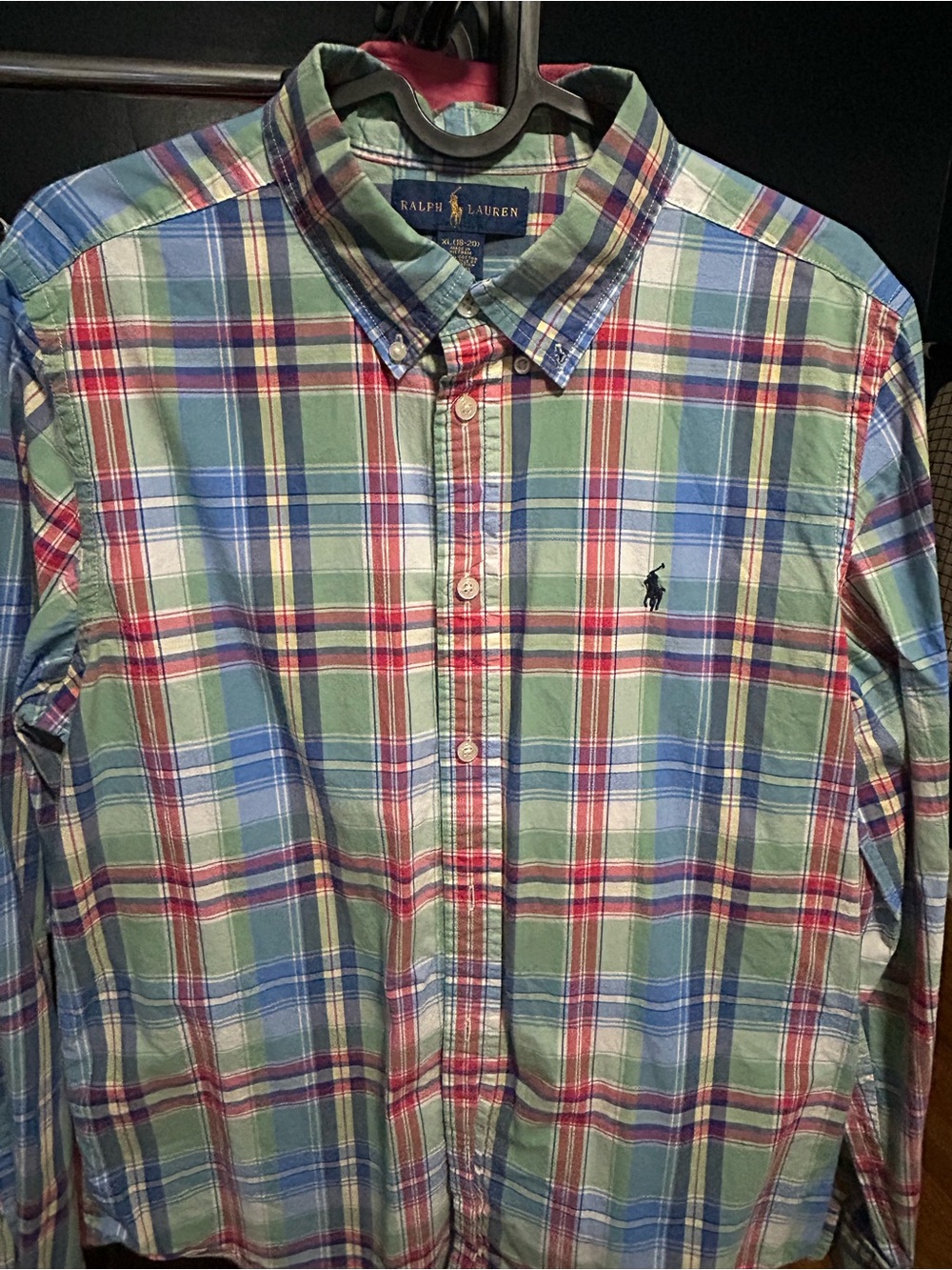 Ralph Lauren Boys Plaid Button-Down Shirt in Green, Blue & Red